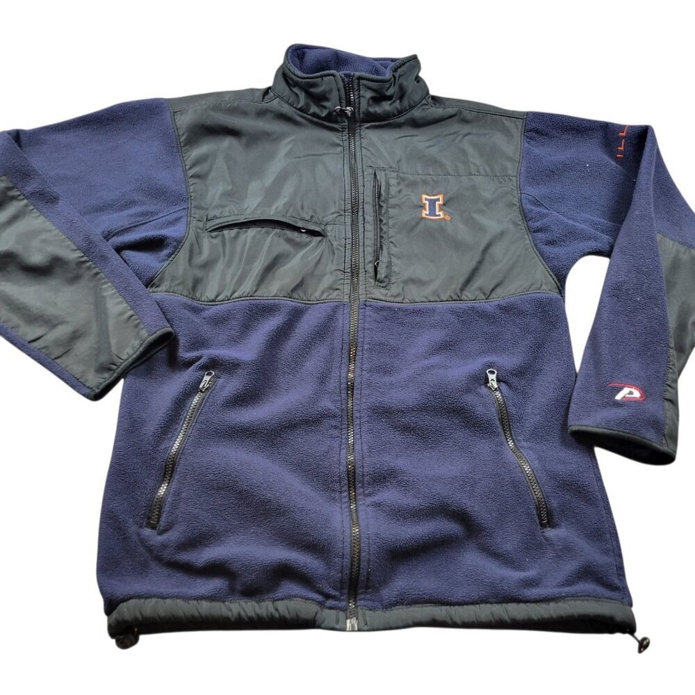 University Of Illinois Jacket Mens Medium Blue Fleece Fighting Illini Pro Player